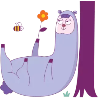 🌷 llama, flor, abeja, dibujos animados, animal telegram sticker