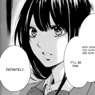 🖤 DEFINITELY. WITH HOW YOU GUYS ARE NOW, IT'LL BE FINE. Mangá, Anime, Garota, Retrato, Adolescente, Uniforme escolar telegram sticker