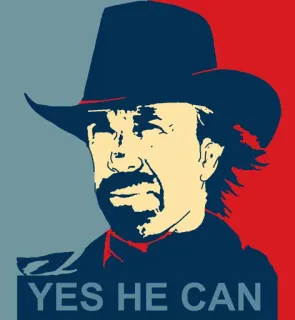🏆 Chuck Norris YES HE CAN actor, politician, chuck norris, texas ranger, walker telegram sticker
