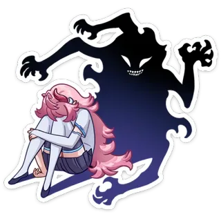 😔 anime, girl, shadow, monster, sad, scared, anxiety, depression telegram sticker