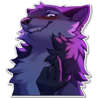 🫦 หมาป่า, เฟอร์รี่, นิ้วกลาง, ท่าทางหยาบคาย telegram sticker