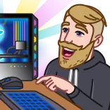 🤩 コンピュータ, 漫画, 人, 笑顔, 男 telegram sticker