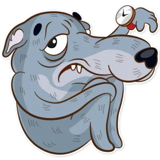 ⌛ cão, desenho animado, esperando, relógio, triste, paciência telegram sticker