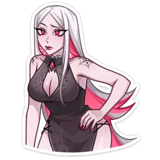 😠 аниме девушка, тема паука, готика, женщина, мультфильм whatsapp sticker