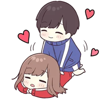 💙 アニメ, カップル, ハート, ロマンス, 可愛い telegram sticker
