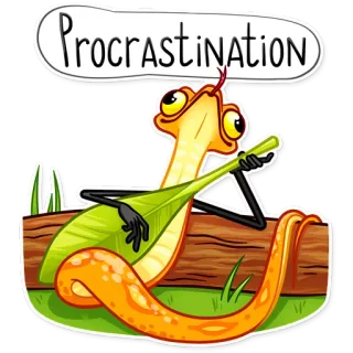 🙂 Procrastination cobra, procrastinação, preguiçoso, desenho animado, animal, humor telegram sticker