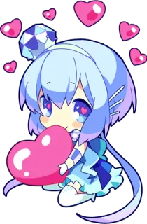 😍 imut, chibi, anime, hati, cinta, kartun, kawaii telegram sticker