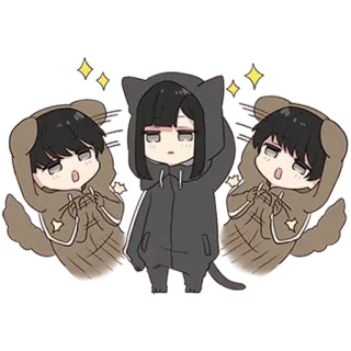 🌟 anime, chibi, cute, cartoon, character, sparkle, hoodie telegram sticker