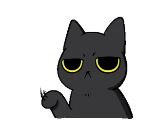 🐾 chat, chat noir, animal, mignon, drôle, dessin animé, autocollant telegram sticker