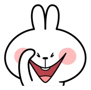 😄 conejo, dibujo animado, animal, blanco, lindo, feliz whatsapp sticker
