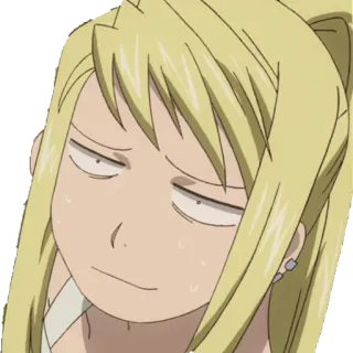 😒 Winry Rockbell Fullmetal Alchemist Anime, Personagem, Expressão, Engraçado, Winry Rockbell, Fullmetal Alchemist telegram sticker