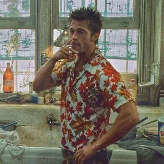 🧼 Tyler Durden Fight Club brad pitt, fumando, el club de la lucha, tyler durden, película telegram sticker