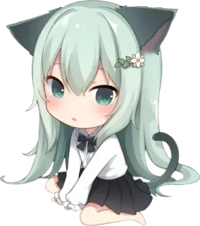 😻 anime, chibi, catgirl, cute, kawaii, manga whatsapp sticker