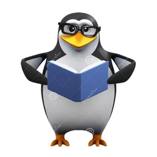 📕 chim cánh cụt, đọc sách, kính, sách, thông minh, động vật, chim telegram sticker