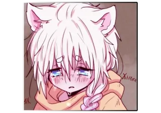 😭 аниме, плачет, грустный, кот, мультфильм telegram sticker