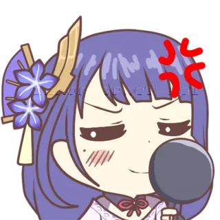 😤 Raiden Shogun Genshin Impact Raiden Shogun, Genshin Impact, Anime, Videojuego, Enojado, Personaje, Pelo morado telegram sticker
