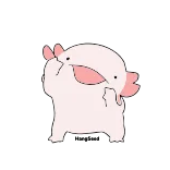🤪 axolotl, animale, carino, rosa, cartone animato whatsapp sticker