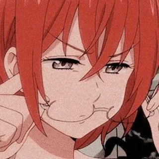 😑 anime, girl, red hair, woman, glasses, cartoon telegram sticker