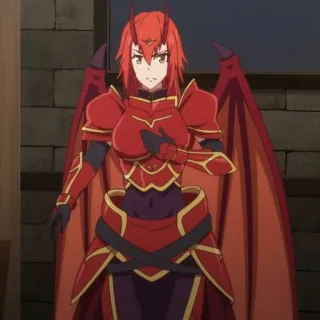 😠 anime, character, armor, red hair, wings telegram sticker