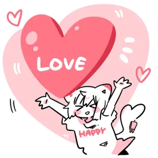 ❤ LOVE HAPPY heart, love, happy, cute, cat, pink, kawaii telegram sticker