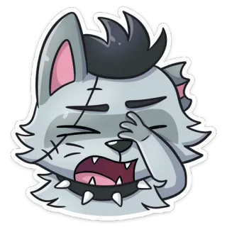 🤦‍♂️ dibujos animados, lobo, personaje, gris, emo, asustado telegram sticker