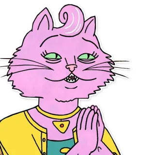 😲 Princess Carolyn BoJack Horseman Принцесса Кэролин, Конь БоДжек, кошка, мультфильм, розовый, антропоморфный telegram sticker