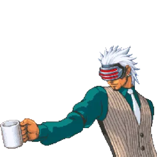 ☕ Godot Phoenix Wright: Ace Attorney Godot, Phoenix Wright, Ace Attorney, Video Game, Caneca, Café telegram sticker