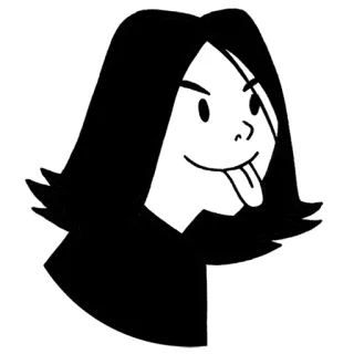 😛 cartone animato, ragazza, lingua, illustrazione, sciocco, divertente, personaggio, umorismo telegram sticker
