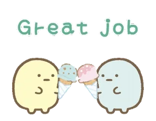 🤍 Great Job feierlich, niedlich, Eis, Aufmunterung, kawaii, Motivation telegram sticker