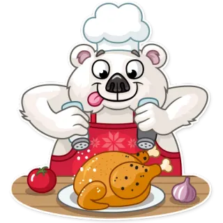 👩 Bär, Koch, Kochen, Essen, Cartoon, Illustration telegram sticker