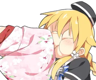 👊 Anime, Fofo, Menina, Loira, Uniforme, Desenho animado whatsapp sticker