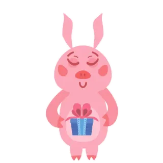 🐷 cochon, animal, cadeau, mignon, dessin animé, rose, joyeux, lapin whatsapp sticker