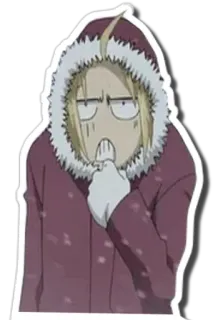 🥶 Edward Elric Fullmetal Alchemist อนิเมะ, สติกเกอร์, การ์ตูน, ตลก, แขนกลคนแปรธาตุ, เอ็ดเวิร์ด เอลริค telegram sticker