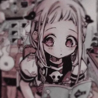 🥬 Anime, Manga, Crâne, Mignon, Fille, Lecture, Kawaii telegram sticker