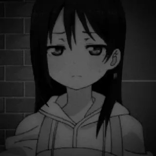🎵 Anime meisje, Cartoon, Manga, Verdrietig, Binnen, Serieus telegram sticker