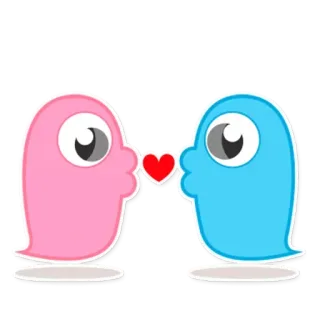 😞 幽灵, 爱, 心, 可爱, 粉色, 蓝色 telegram sticker