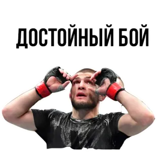 👍 Khabib Nurmagomedov ДОСТОЙНЫЙ БОЙ mma, pelea, ufc, deportes, luchador, artes marciales mixtas whatsapp sticker