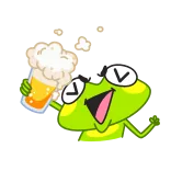 🍺 rana, birra, bere, cartone animato, alcol, festa telegram sticker