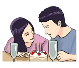 🎂 casal, bolo, celebração, relacionamento, amor telegram sticker