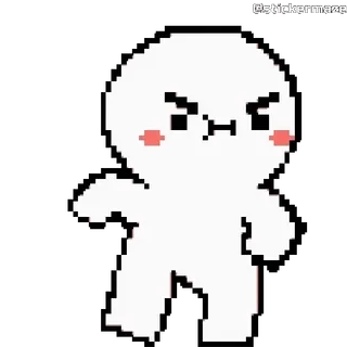 😡 pixel art, boos, cartoon, personage, wit, simpel, emoji telegram sticker