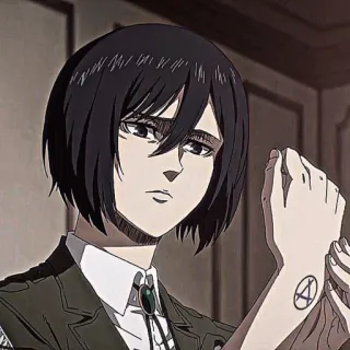 ❕ Mikasa Ackerman Attack on Titan 三笠·阿克曼, 进击的巨人, 动漫, 角色, 纹身, 军事, 暴力, 动漫角色 telegram sticker