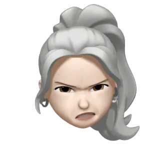 💍 face, angry, emoji, woman, memoji, hairstyle, silver hair, portrait telegram sticker