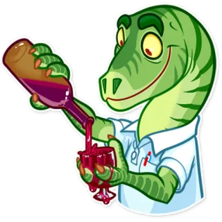 🍷 dinosaur, wine, cartoon, animal, funny, drinking telegram sticker
