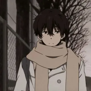 🔒 Menino anime, Cachecol, Inverno, Fofo, Personagem, Mangá, Animação telegram sticker