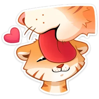 🐅 tiger, kiss, love, animal, heart, cute, cartoon telegram sticker
