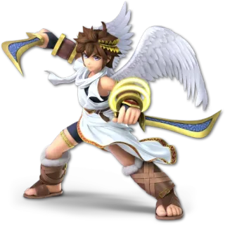 👼 Pit Kid Icarus Pit, Kid Icarus, videogame personage, engel, vechter, Nintendo telegram sticker