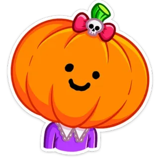 😊 zucca, halloween, carino, personaggio, autunno, arancione, teschio, fiocco telegram sticker