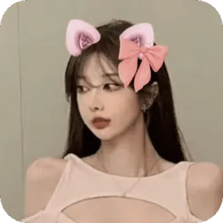 💡 woman, girl, cat ears, bow, filter, portrait telegram sticker