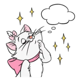 😚 Marie The Aristocats gato, dibujos animados, pensando, soñando, lindo, Disney, Marie, Los Aristogatos telegram sticker