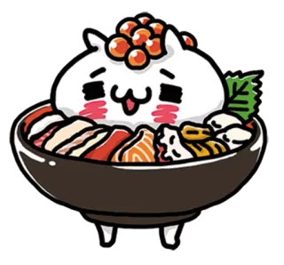 ❤️ kawaii, sushi, mèo, dễ thương, đồ ăn, món Nhật, anime, nhân vật telegram sticker